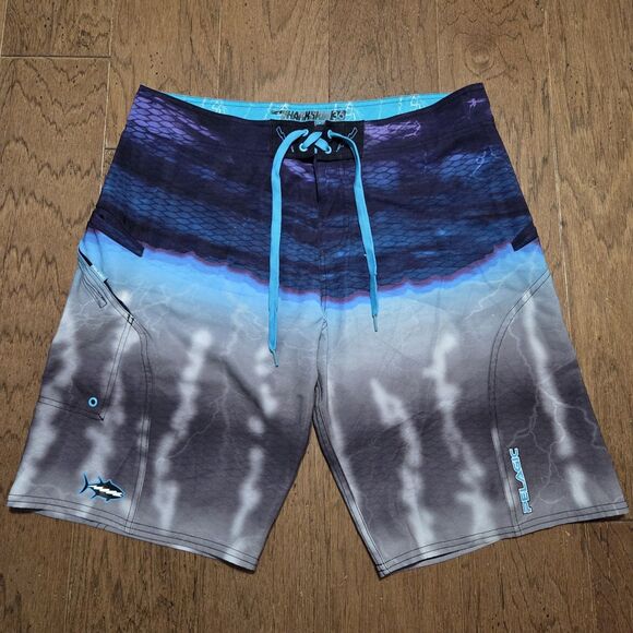Pelagic Sharkskin Board Shorts Technology Adults Blue Size 36 Fishing - Picture 1 of 8
